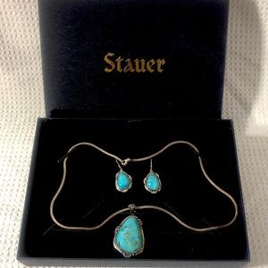 Stauer, Sedona, Turquoise Pendent with chain and earrings set, New